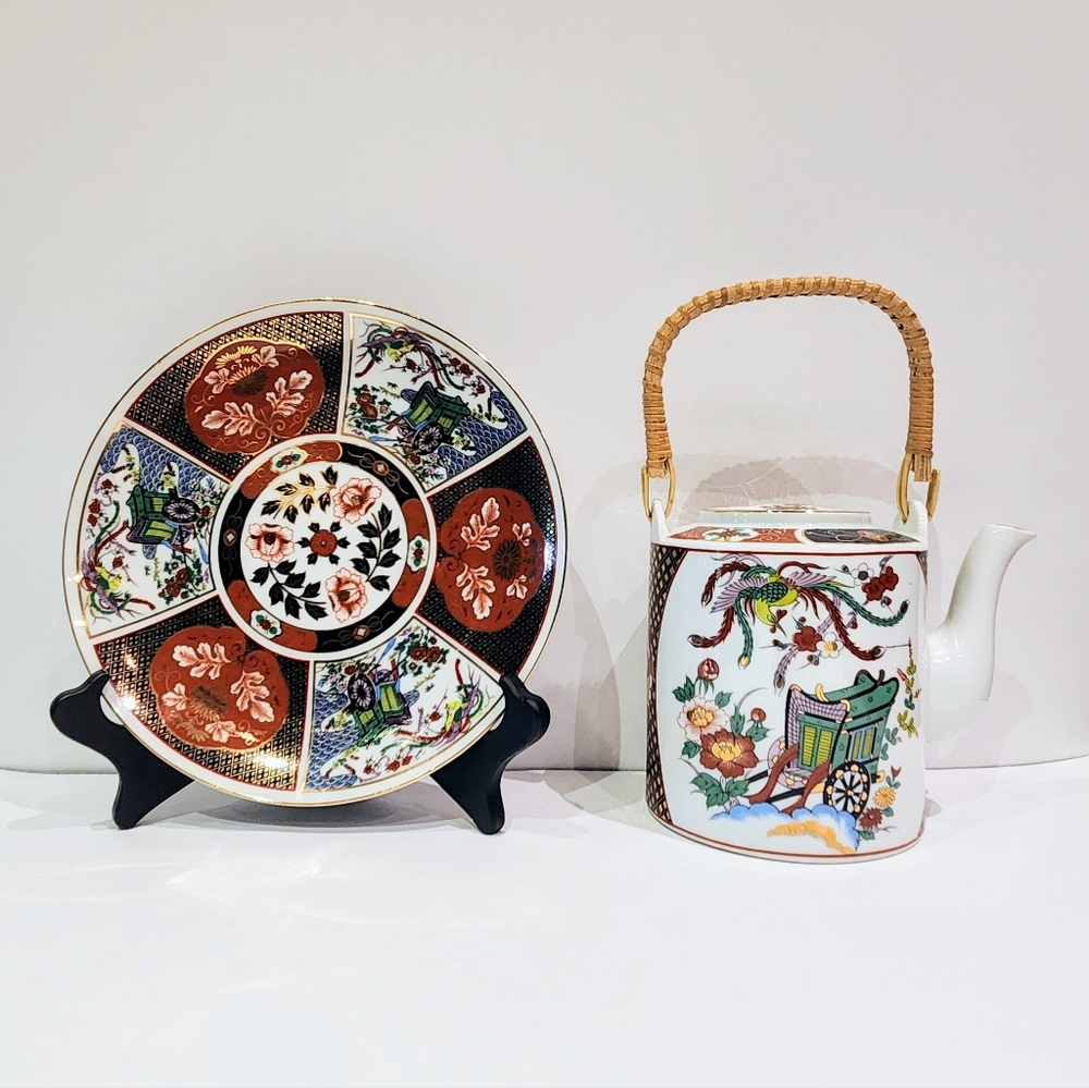 Imari Ware Teapot and server plate